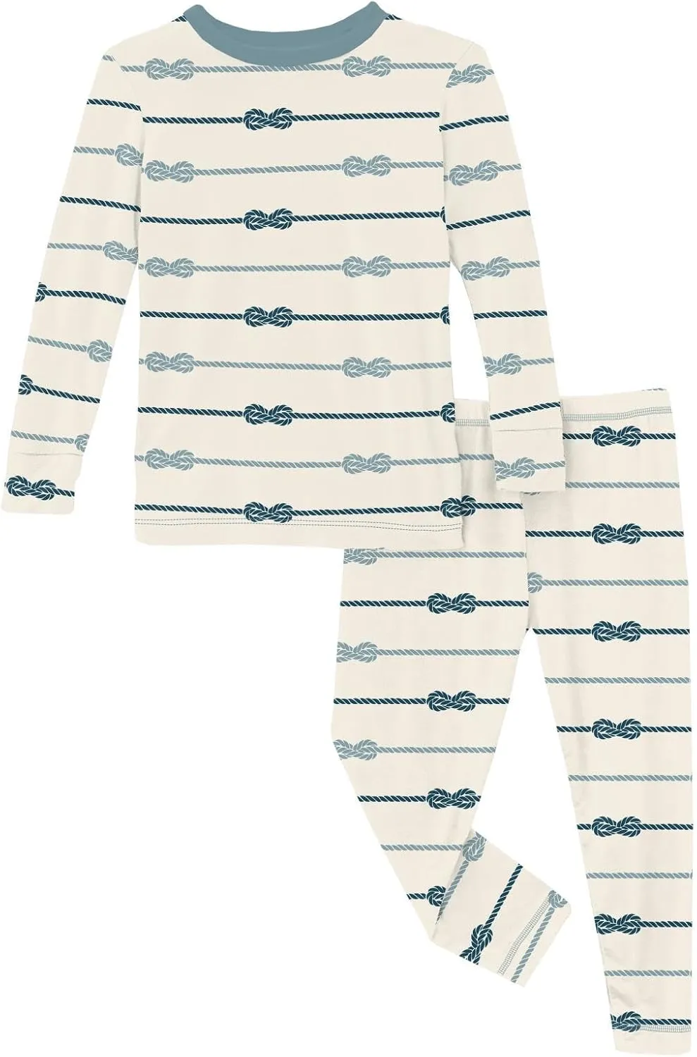 KicKee Print Pajama Set with Long Sleeve Tee, Baby to Kid Super Soft Fitted Pajamas