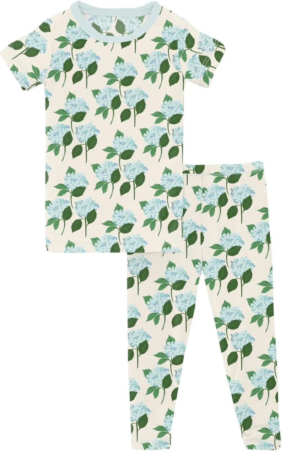 KicKee Print Short Sleeve Pajama Set, Baby to Kid, Super Soft Bamboo Viscose Fitted Pajamas