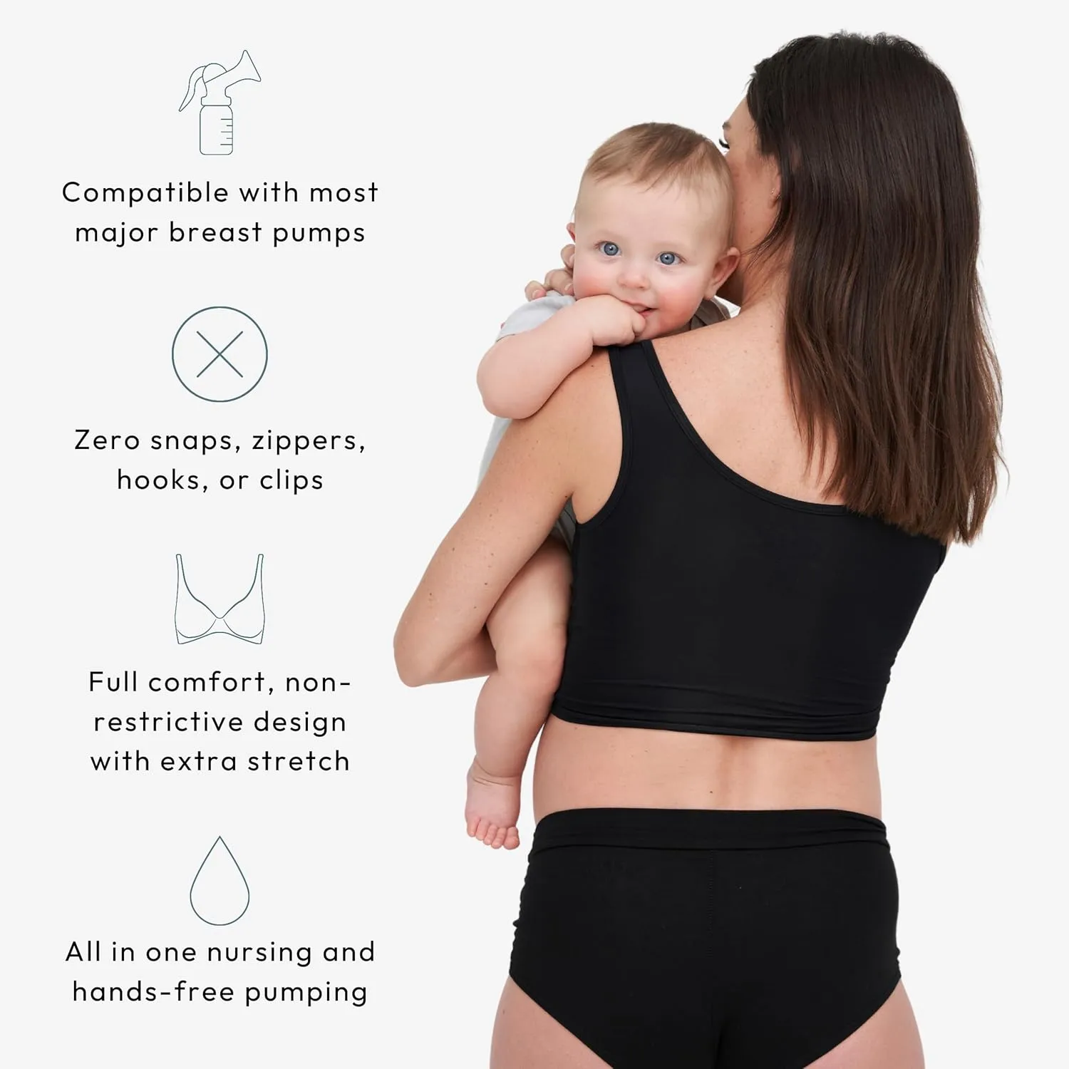 Larken Hands Free Pumping Bra for Breastfeeding | Breast Pump - Maternity Bras for Pregnancy, Pumping & Nursing Bra in One
