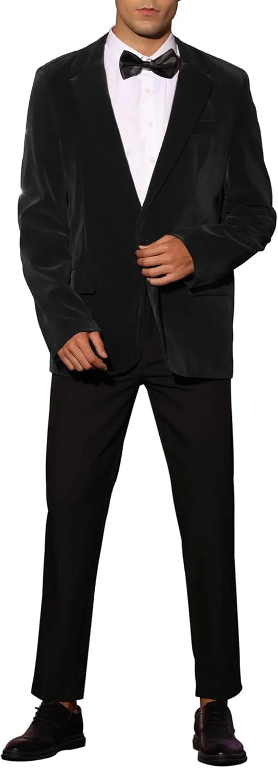 Lars Amadeus Velvet Sports Coats for Men's Notch Lapel One Button Single Breasted Formal Blazers