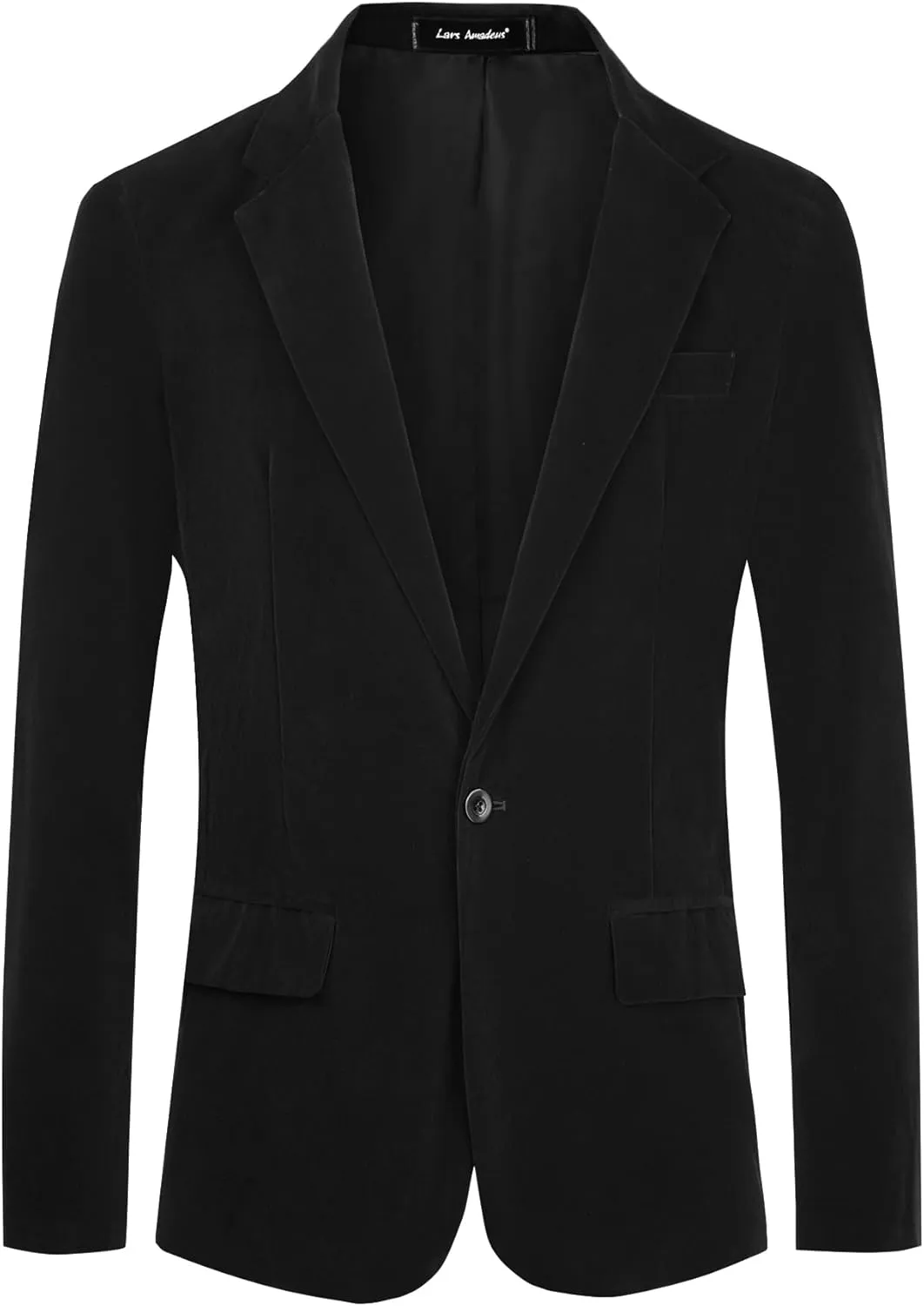 Lars Amadeus Velvet Sports Coats for Men's Notch Lapel One Button Single Breasted Formal Blazers