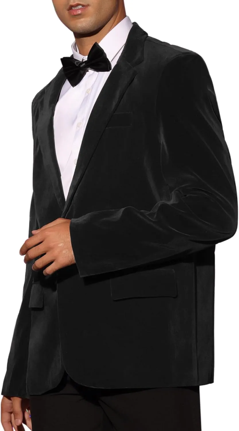 Lars Amadeus Velvet Sports Coats for Men's Notch Lapel One Button Single Breasted Formal Blazers