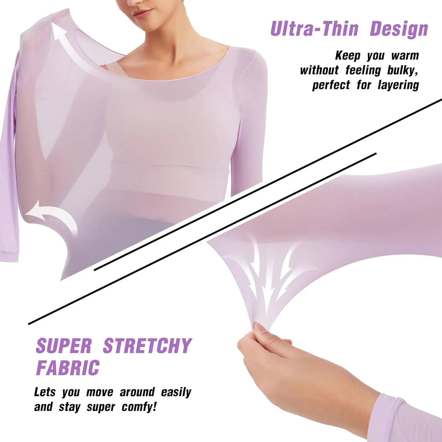 Luxury Women's Thermal Undershirt: Super Stretchy,Ultra Thin Silky Tech Tops for Everyday Comfort and Sports