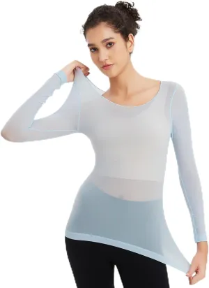Luxury Women's Thermal Undershirt: Super Stretchy,Ultra Thin Silky Tech Tops for Everyday Comfort and Sports