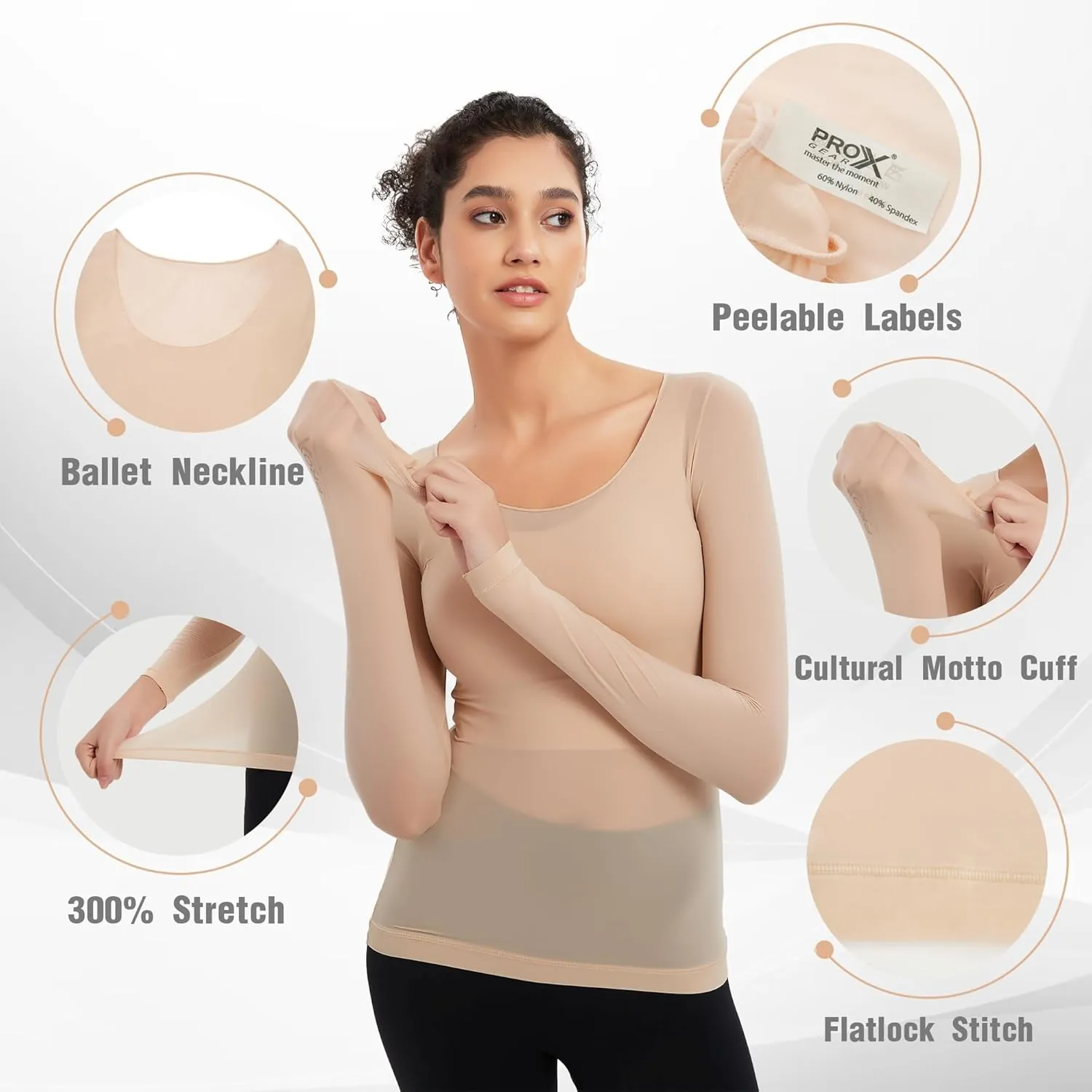 Luxury Women's Thermal Undershirt: Super Stretchy,Ultra Thin Silky Tech Tops for Everyday Comfort and Sports