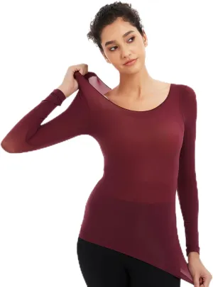 Luxury Women's Thermal Undershirt: Super Stretchy,Ultra Thin Silky Tech Tops for Everyday Comfort and Sports