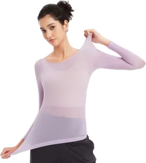 Luxury Women's Thermal Undershirt: Super Stretchy,Ultra Thin Silky Tech Tops for Everyday Comfort and Sports