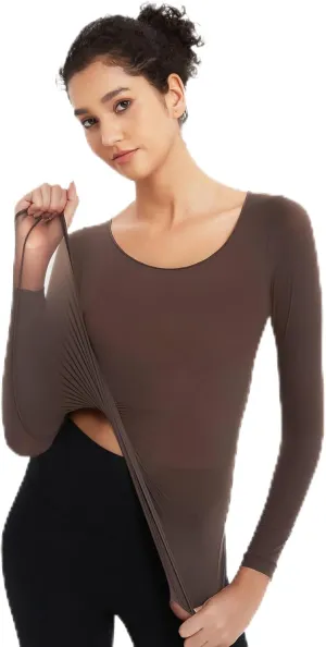 Luxury Women's Thermal Undershirt: Super Stretchy,Ultra Thin Silky Tech Tops for Everyday Comfort and Sports