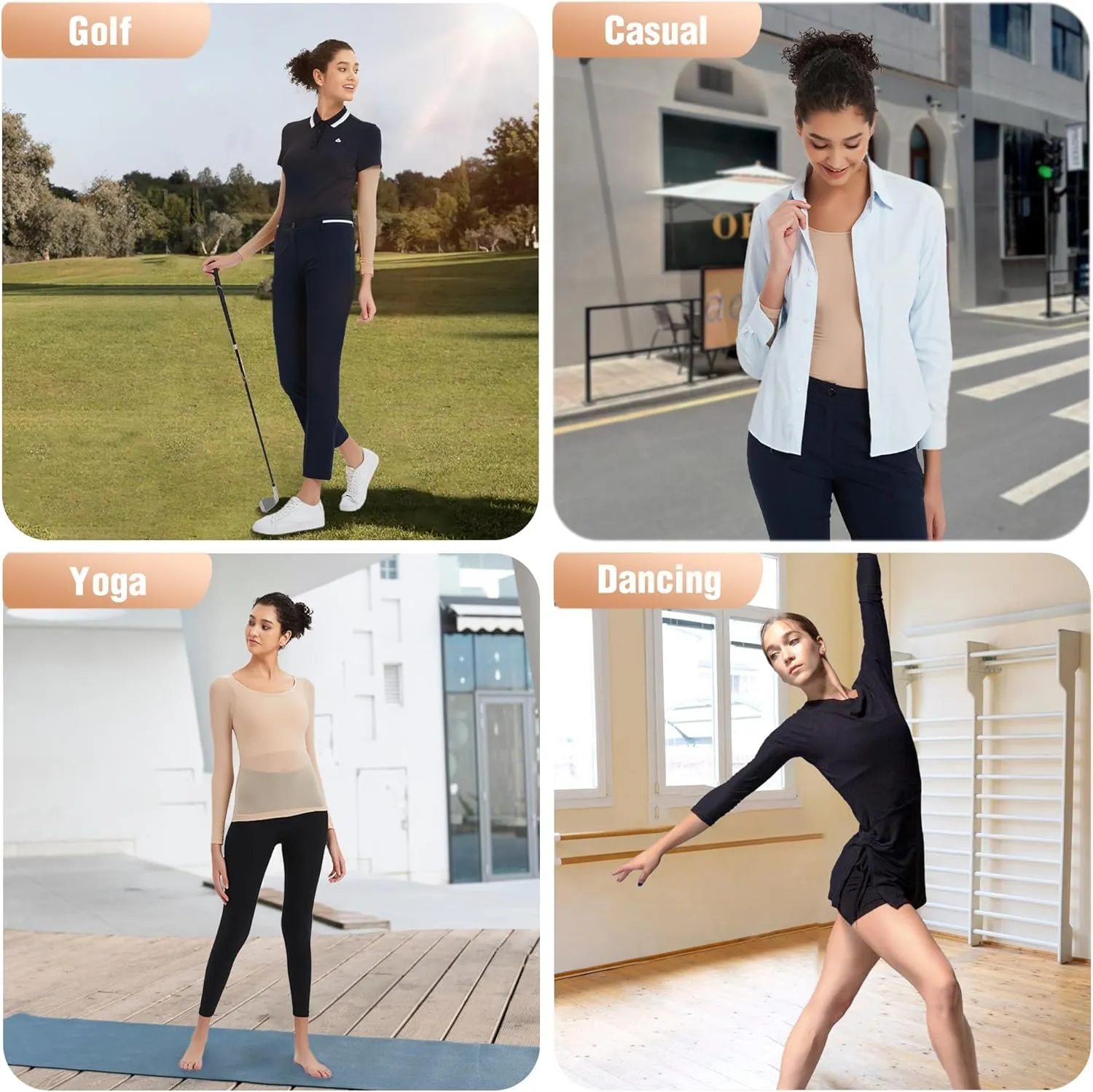 Luxury Women's Thermal Undershirt: Super Stretchy,Ultra Thin Silky Tech Tops for Everyday Comfort and Sports