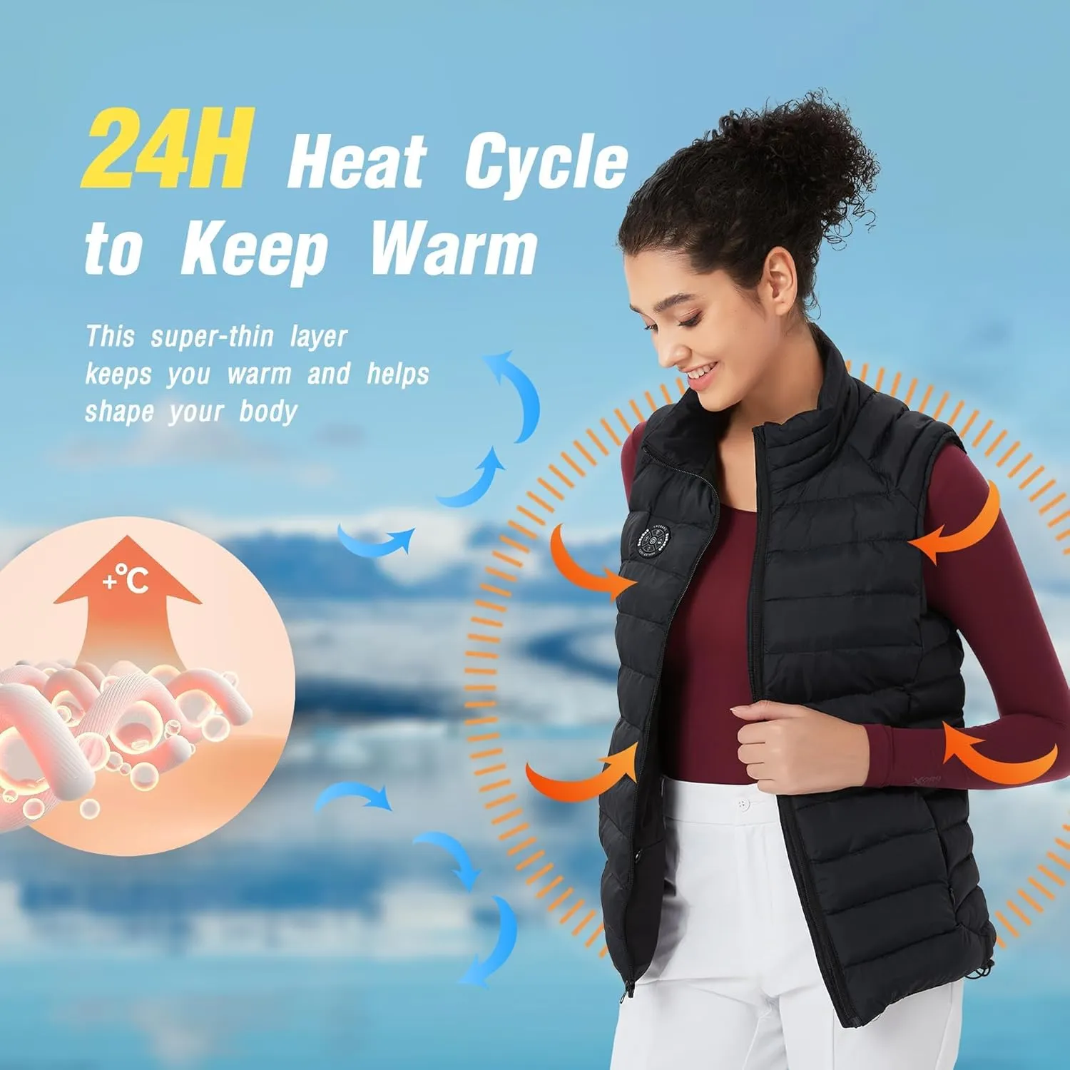 Luxury Women's Thermal Undershirt: Super Stretchy,Ultra Thin Silky Tech Tops for Everyday Comfort and Sports