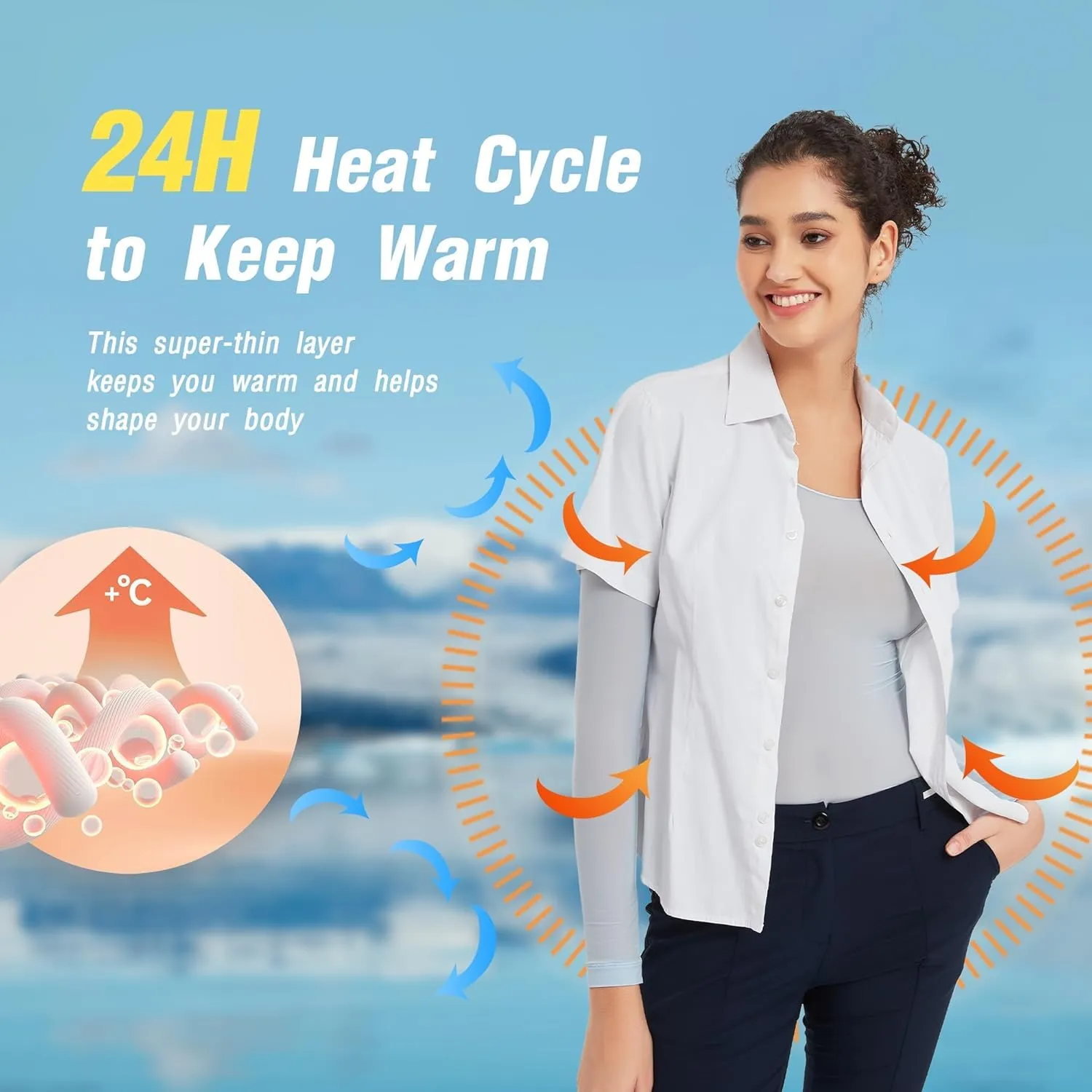 Luxury Women's Thermal Undershirt: Super Stretchy,Ultra Thin Silky Tech Tops for Everyday Comfort and Sports