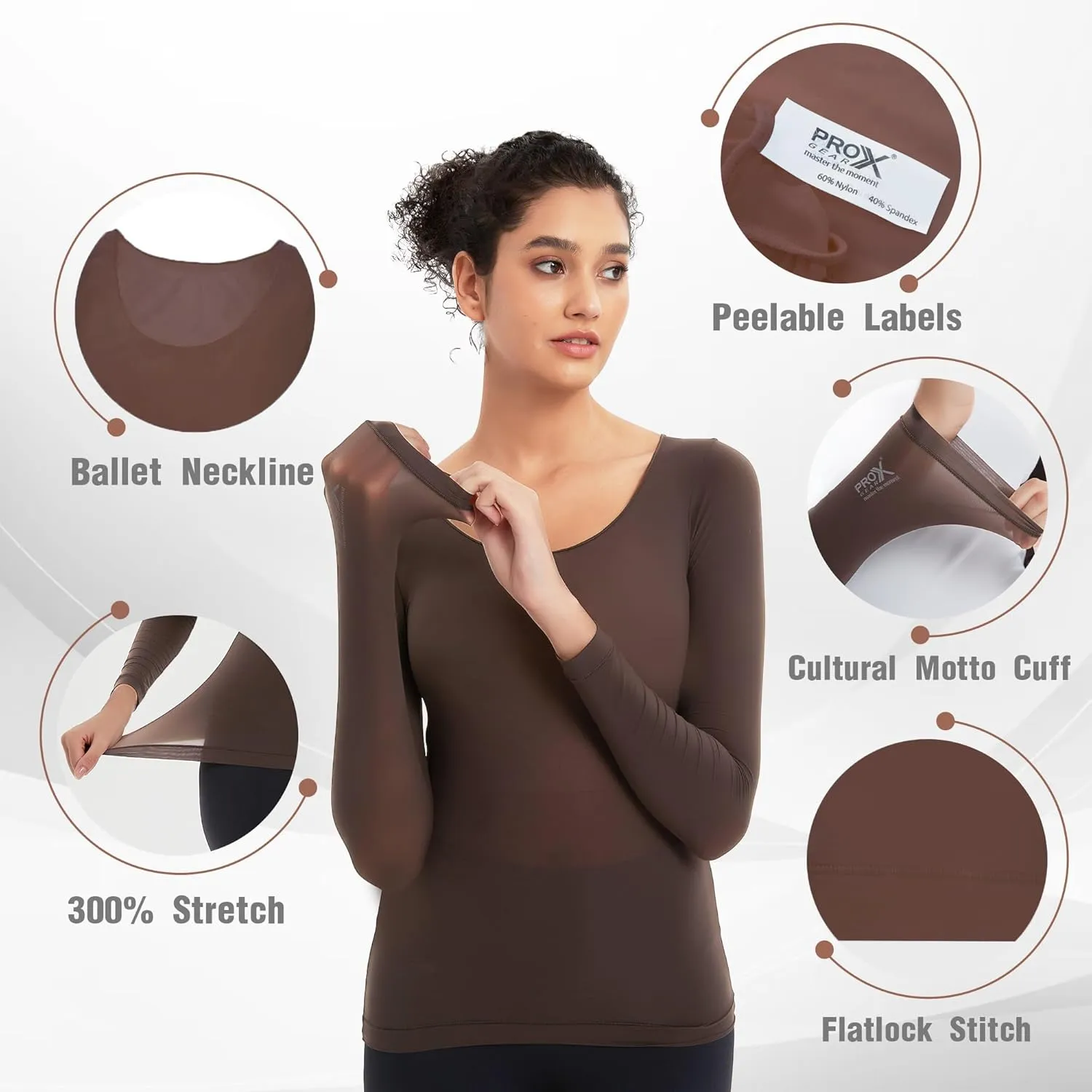 Luxury Women's Thermal Undershirt: Super Stretchy,Ultra Thin Silky Tech Tops for Everyday Comfort and Sports