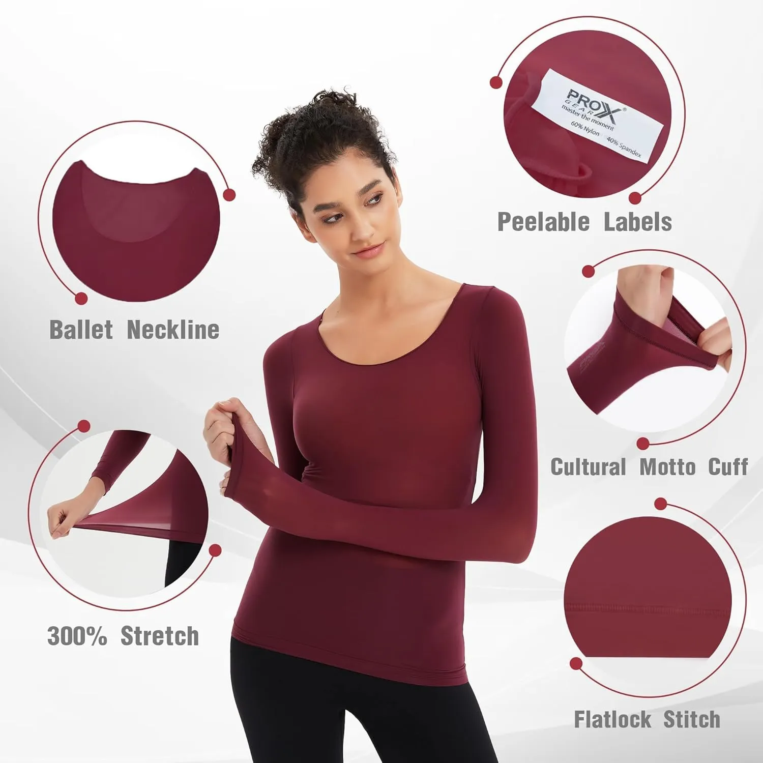 Luxury Women's Thermal Undershirt: Super Stretchy,Ultra Thin Silky Tech Tops for Everyday Comfort and Sports