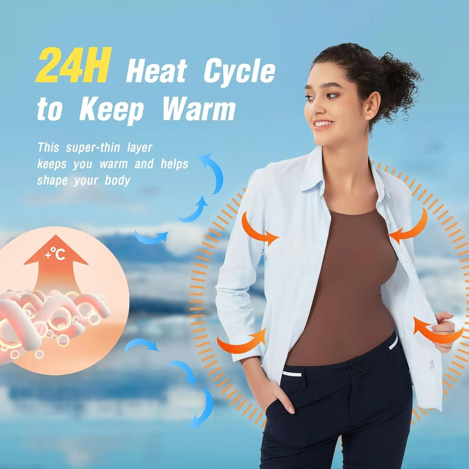 Luxury Women's Thermal Undershirt: Super Stretchy,Ultra Thin Silky Tech Tops for Everyday Comfort and Sports