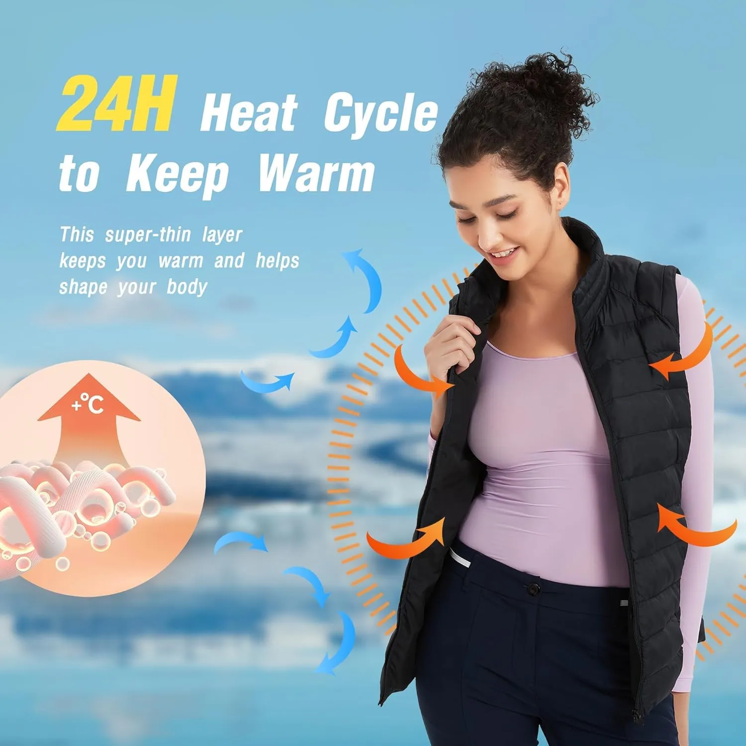 Luxury Women's Thermal Undershirt: Super Stretchy,Ultra Thin Silky Tech Tops for Everyday Comfort and Sports