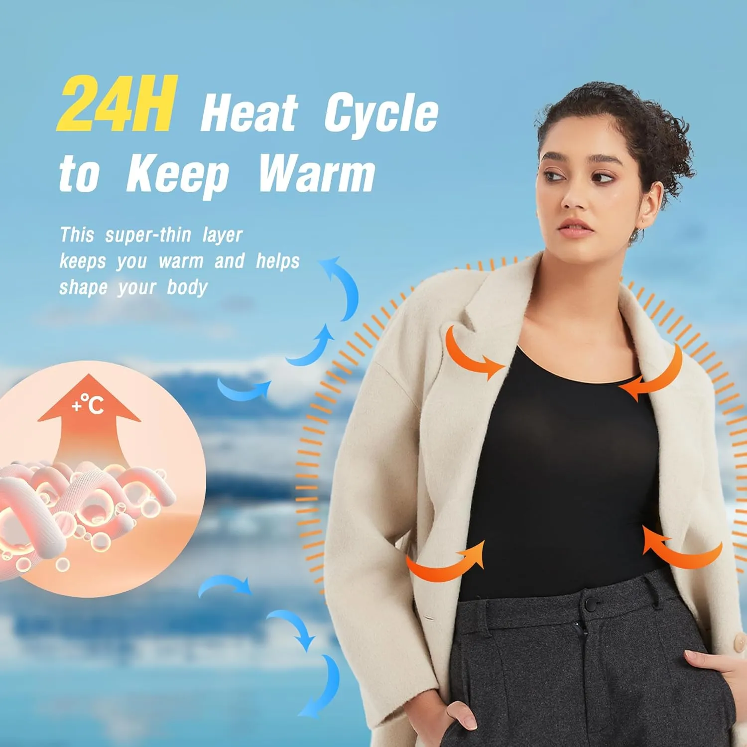Luxury Women's Thermal Undershirt: Super Stretchy,Ultra Thin Silky Tech Tops for Everyday Comfort and Sports