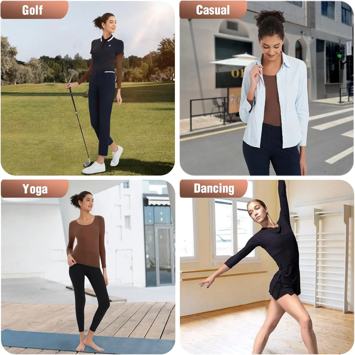 Luxury Women's Thermal Undershirt: Super Stretchy,Ultra Thin Silky Tech Tops for Everyday Comfort and Sports