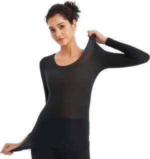 Luxury Women's Thermal Undershirt: Super Stretchy,Ultra Thin Silky Tech Tops for Everyday Comfort and Sports