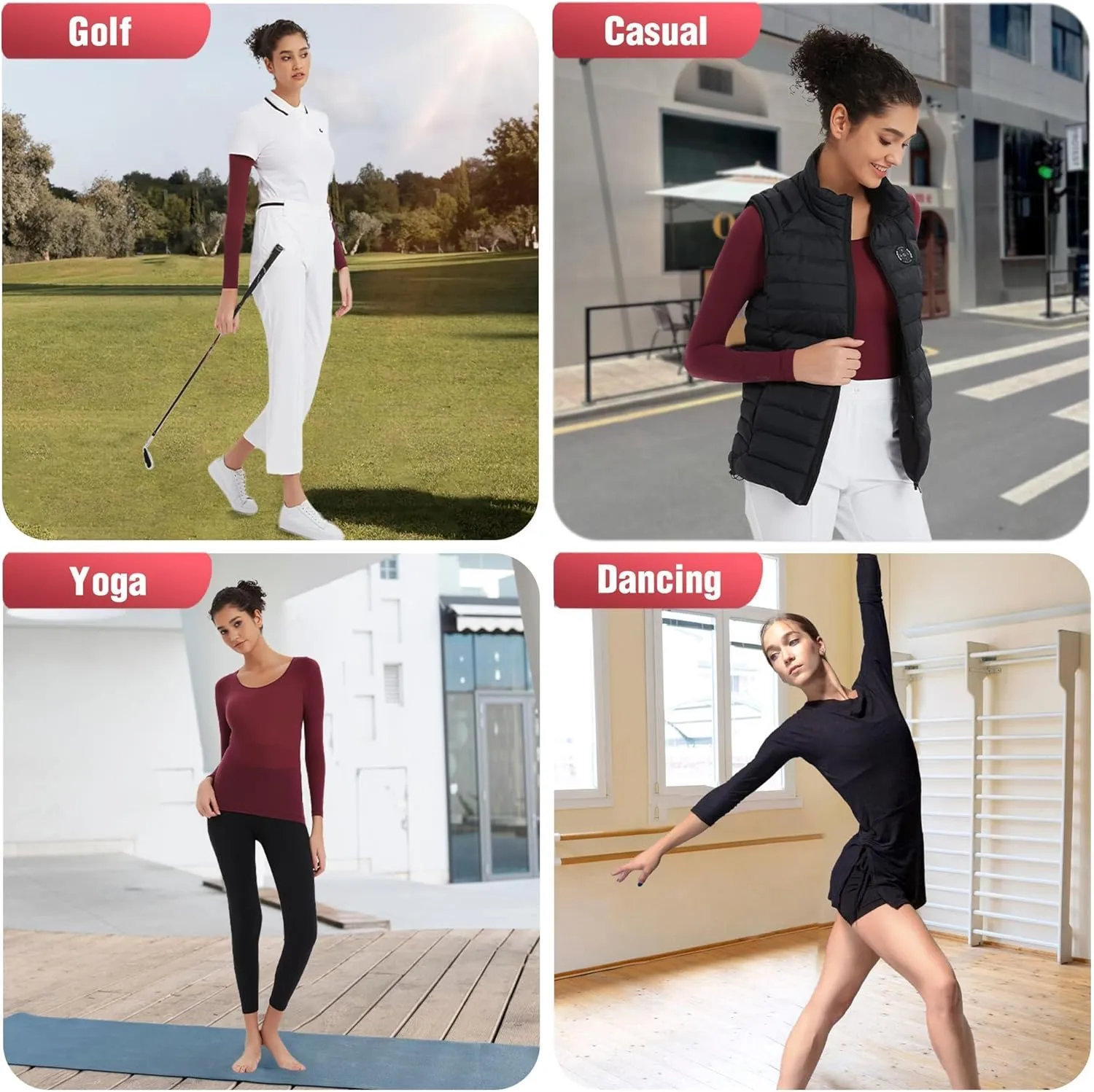 Luxury Women's Thermal Undershirt: Super Stretchy,Ultra Thin Silky Tech Tops for Everyday Comfort and Sports