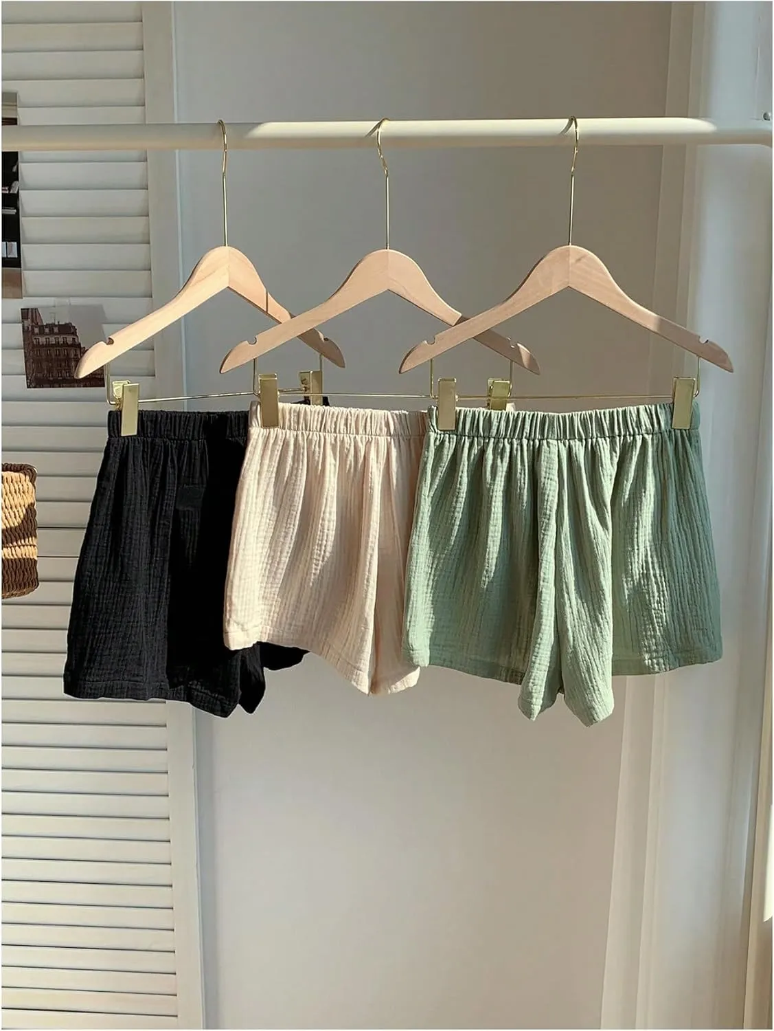 MakeMeChic Women's 3 Pack Linen Shorts Summer Comfy Sleep Pajama Boxer Shorts
