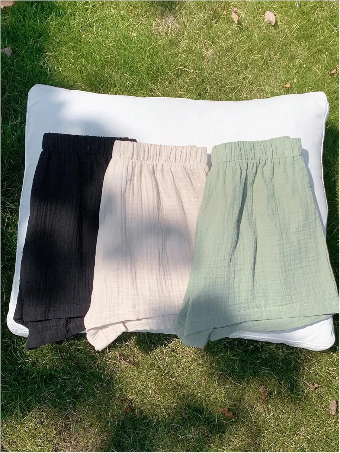 MakeMeChic Women's 3 Pack Linen Shorts Summer Comfy Sleep Pajama Boxer Shorts