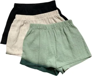 MakeMeChic Women's 3 Pack Linen Shorts Summer Comfy Sleep Pajama Boxer Shorts