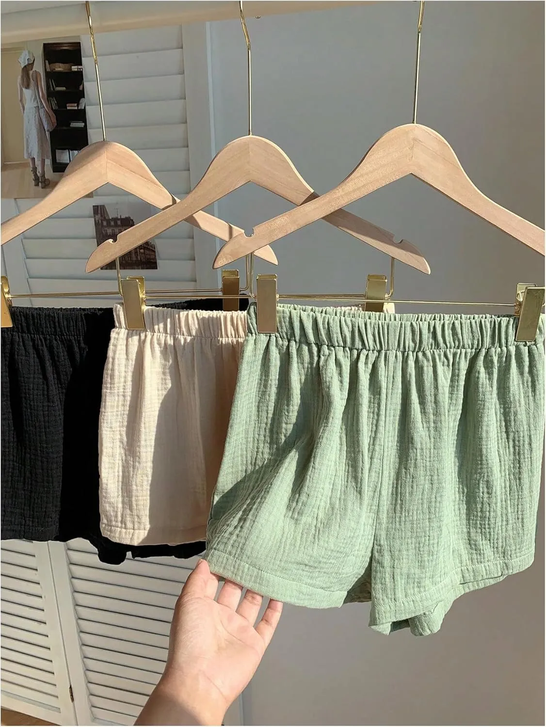 MakeMeChic Women's 3 Pack Linen Shorts Summer Comfy Sleep Pajama Boxer Shorts