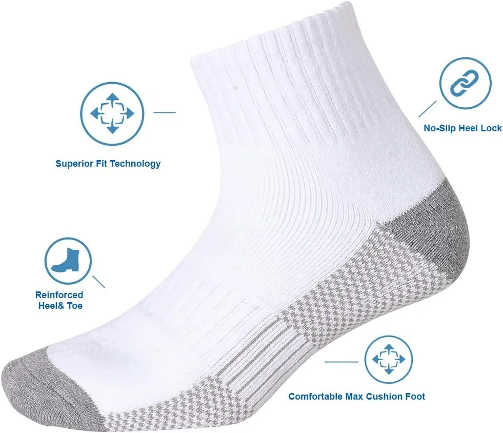 Men’s 10Pack Athletic Socks,Comfy Cotton Full Cushion Casual Ankle Socks