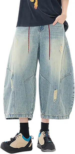 Mens Baggy Jean Shorts Loose Fit Below Knee Denim Shorts Summer Casual Aesthetic Pants Trendy Outfits