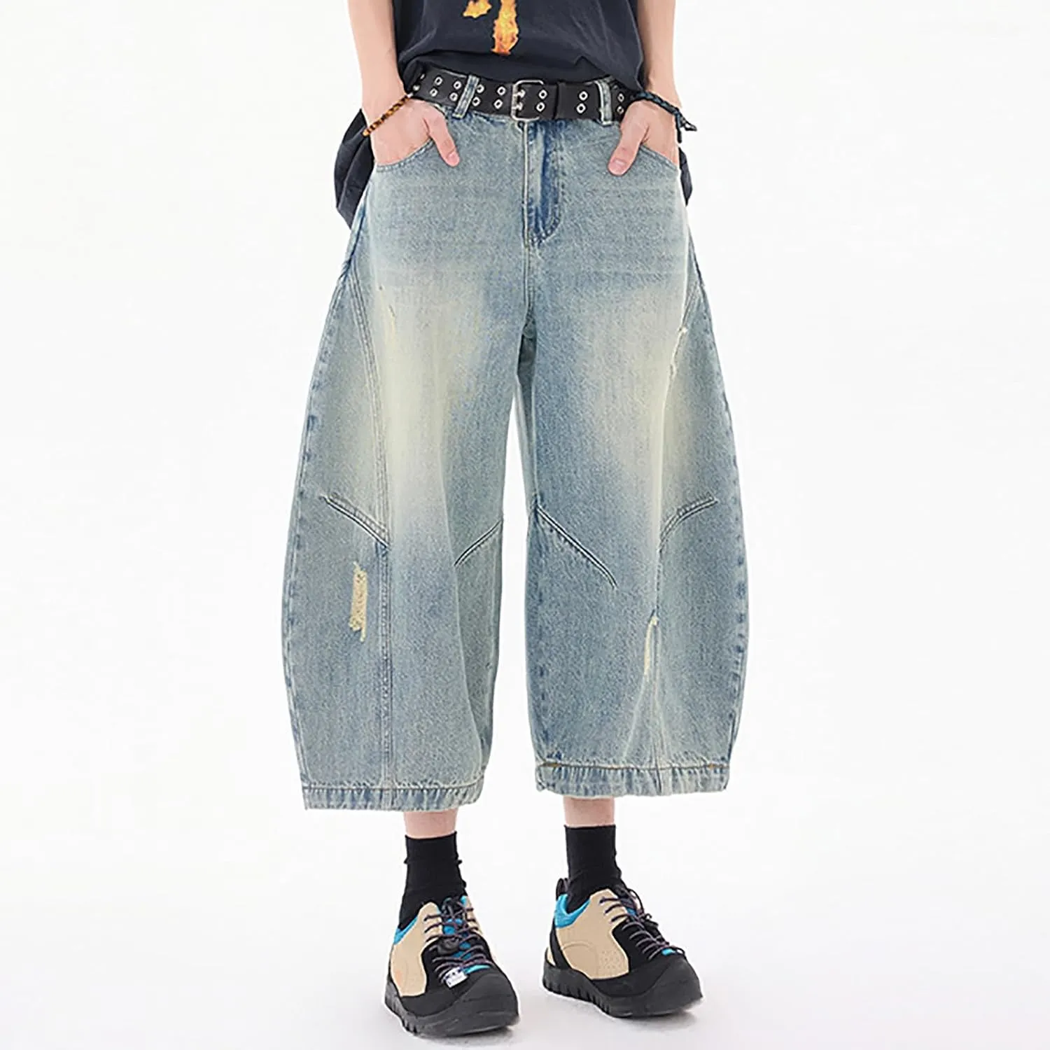 Mens Baggy Jean Shorts Loose Fit Below Knee Denim Shorts Summer Casual Aesthetic Pants Trendy Outfits