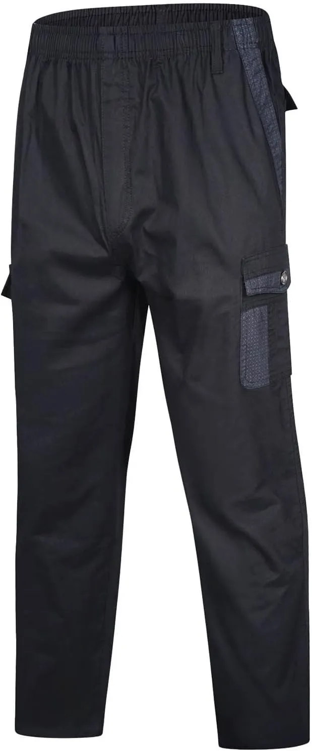 Men's Breathable Comfy Cotton Pants Elastic Waist Comfy Straight-Fit Sweatpants Fashion Casual Cargo Pants Multi Pockets