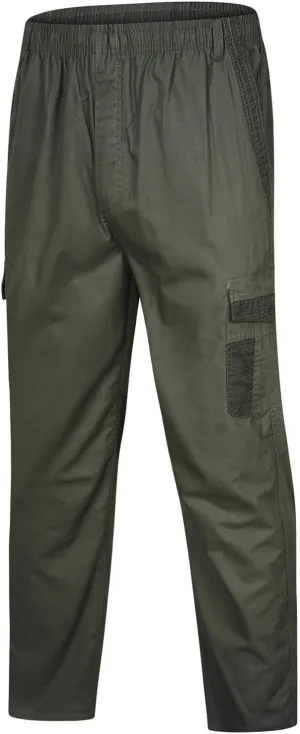 Men's Breathable Comfy Cotton Pants Elastic Waist Comfy Straight-Fit Sweatpants Fashion Casual Cargo Pants Multi Pockets