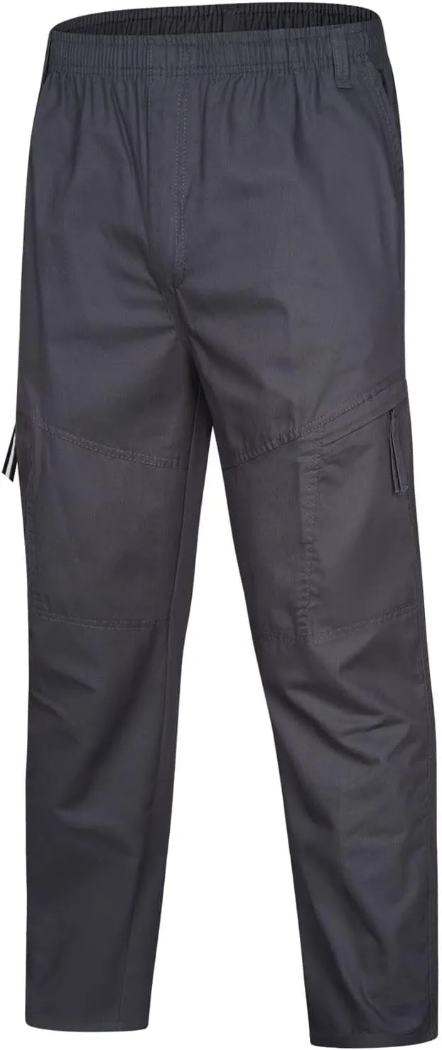 Men's Breathable Comfy Cotton Pants Elastic Waist Comfy Straight-Fit Sweatpants Fashion Casual Cargo Pants Multi Pockets