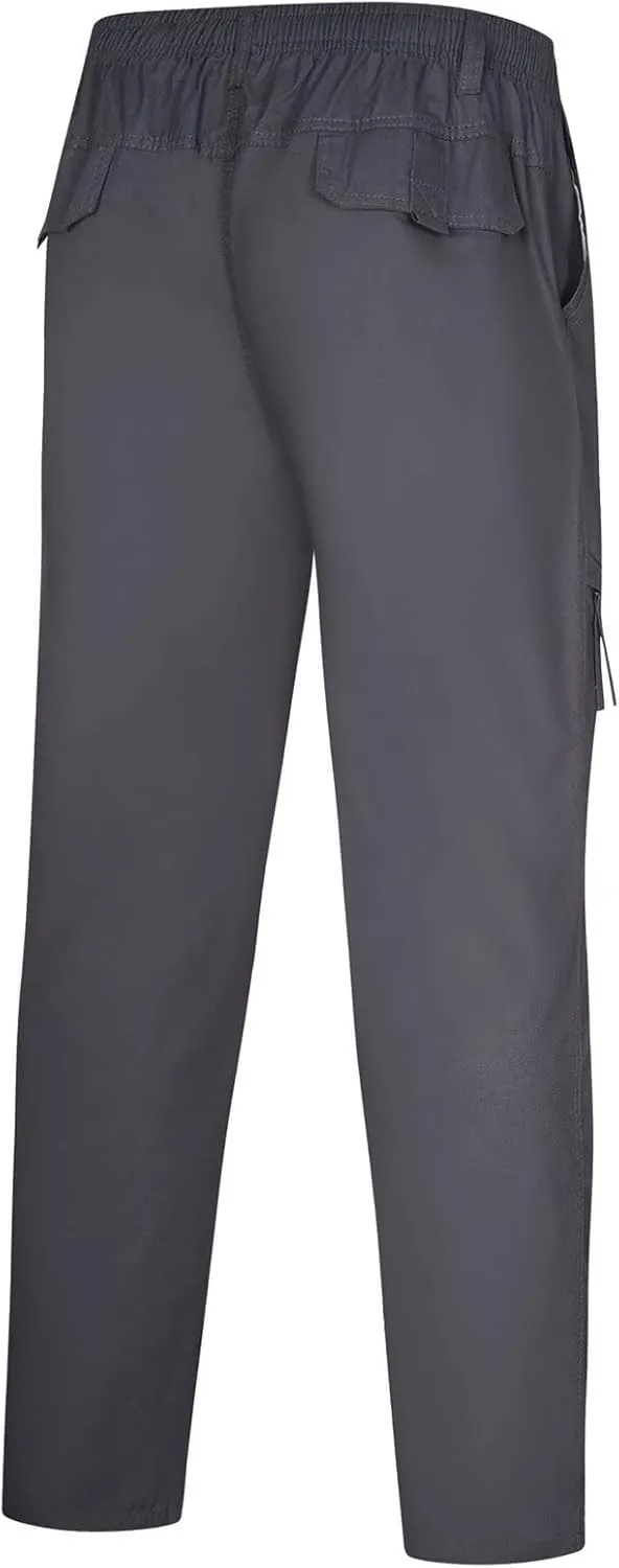 Men's Breathable Comfy Cotton Pants Elastic Waist Comfy Straight-Fit Sweatpants Fashion Casual Cargo Pants Multi Pockets