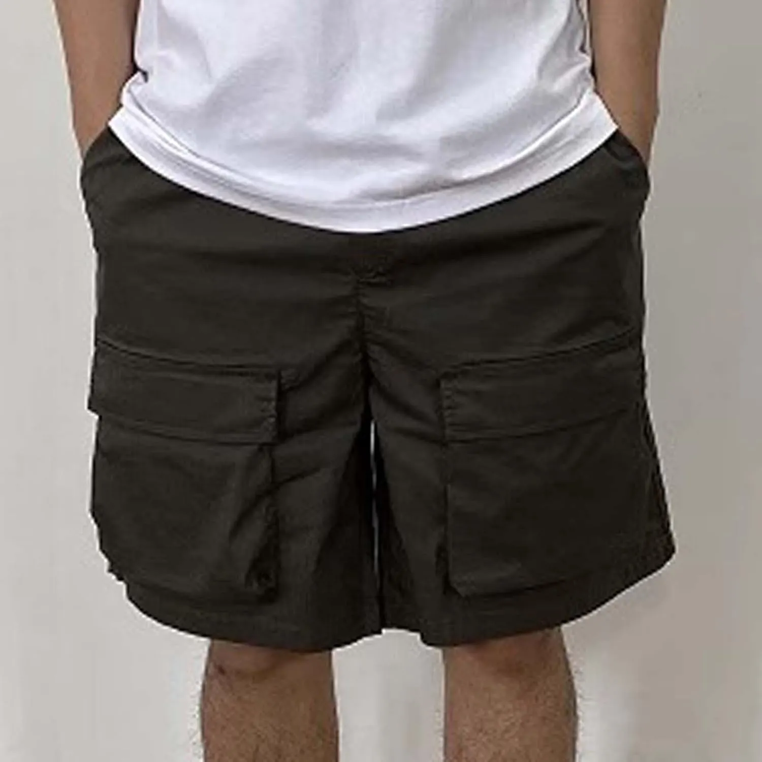Mens Cargo Shorts Summer Fashion Casual Loose Solid Color 5 Inch Shorts with Multiple Pockets