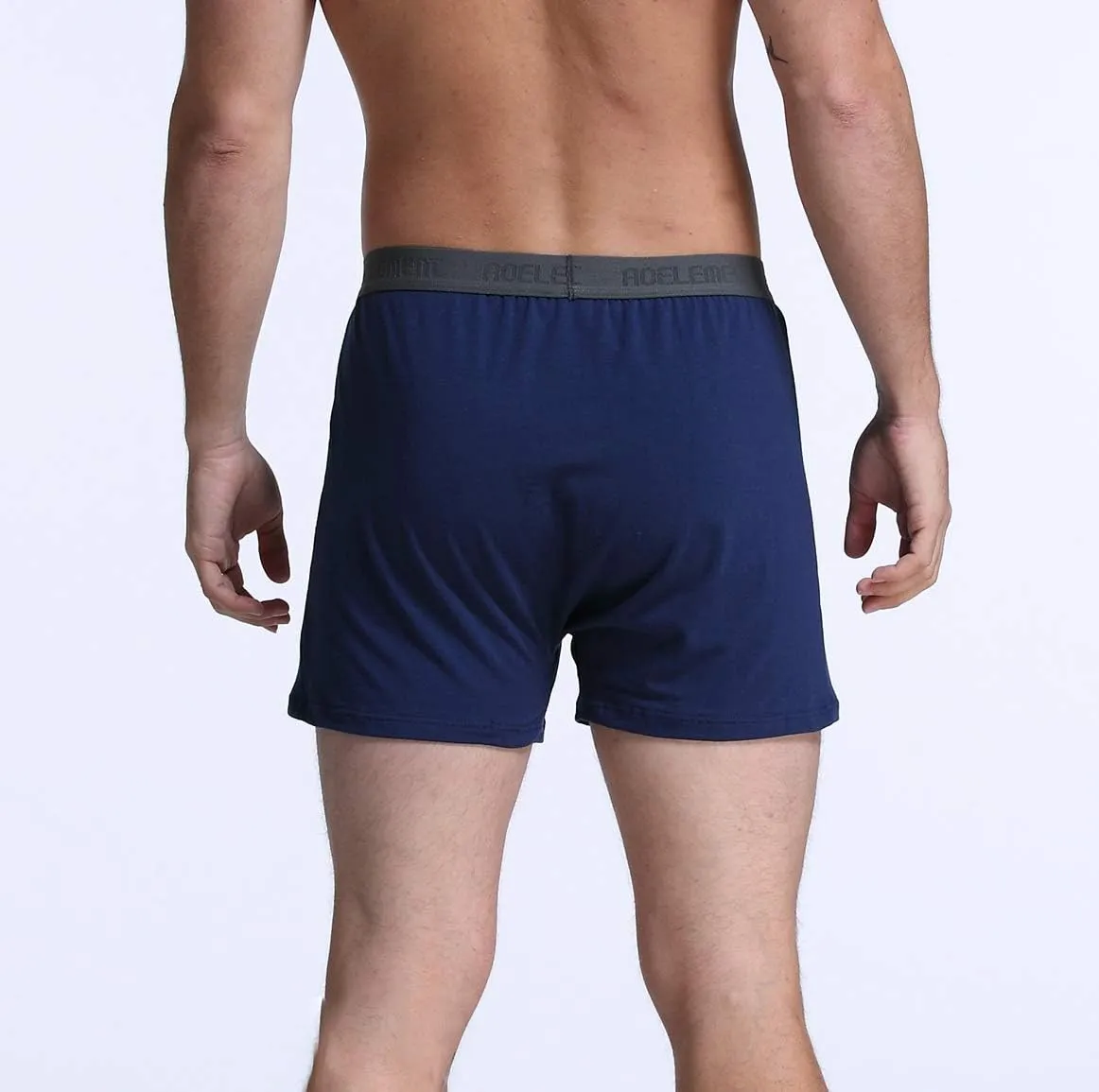 Men's Cotton Boxers Shorts Comfortable Stretch-Knit Boxer Soft Breathable Boxers Shorts Button Fly Underwear