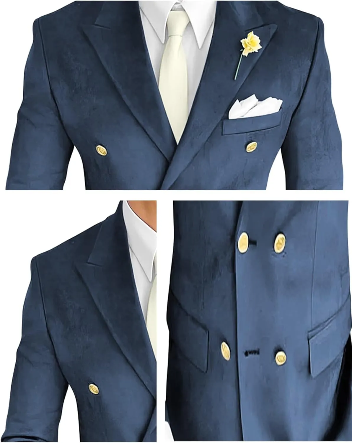 Men's Double Breasted Velvet Blazer Jacket Sport Coats Formal Classic Fit Business Dinner Party Wedding Suit