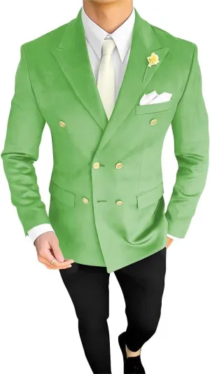 Men's Double Breasted Velvet Blazer Jacket Sport Coats Formal Classic Fit Business Dinner Party Wedding Suit