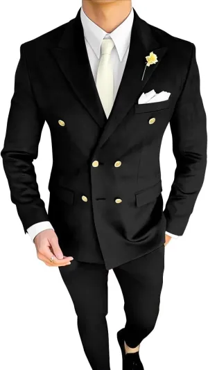 Men's Double Breasted Velvet Blazer Jacket Sport Coats Formal Classic Fit Business Dinner Party Wedding Suit