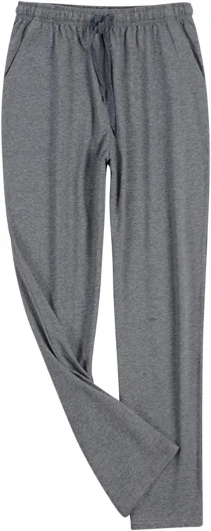 Mens Drawstring Solid Color Casual Pajama Pants, Lightweight Soft Lounge Pant with Pockets Sleep Pj Bottoms for Men