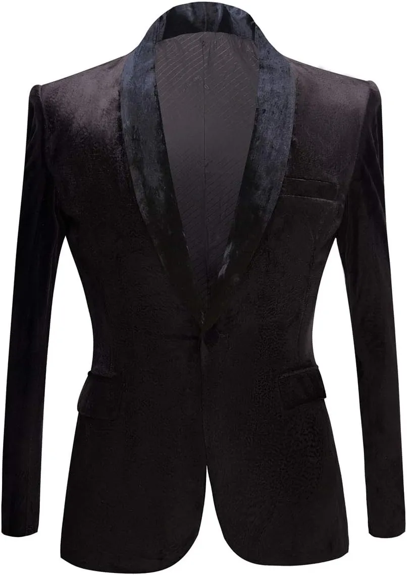 Mens Fashion Velvet Suit Jacket Slim Fit Blazers