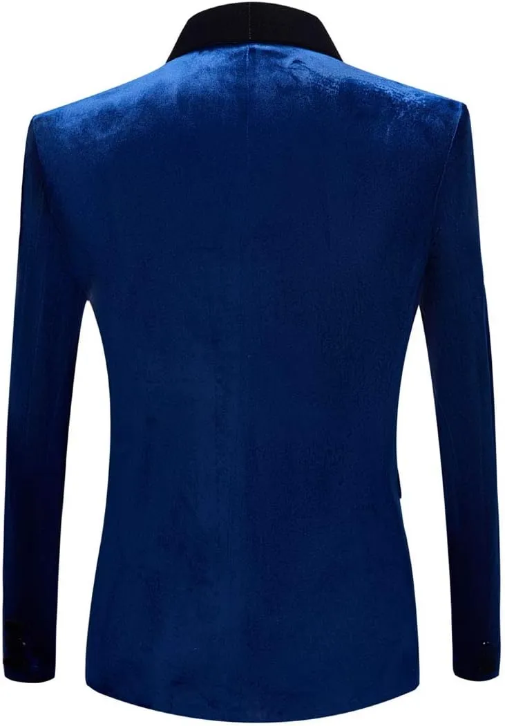 Mens Fashion Velvet Suit Jacket Slim Fit Blazers