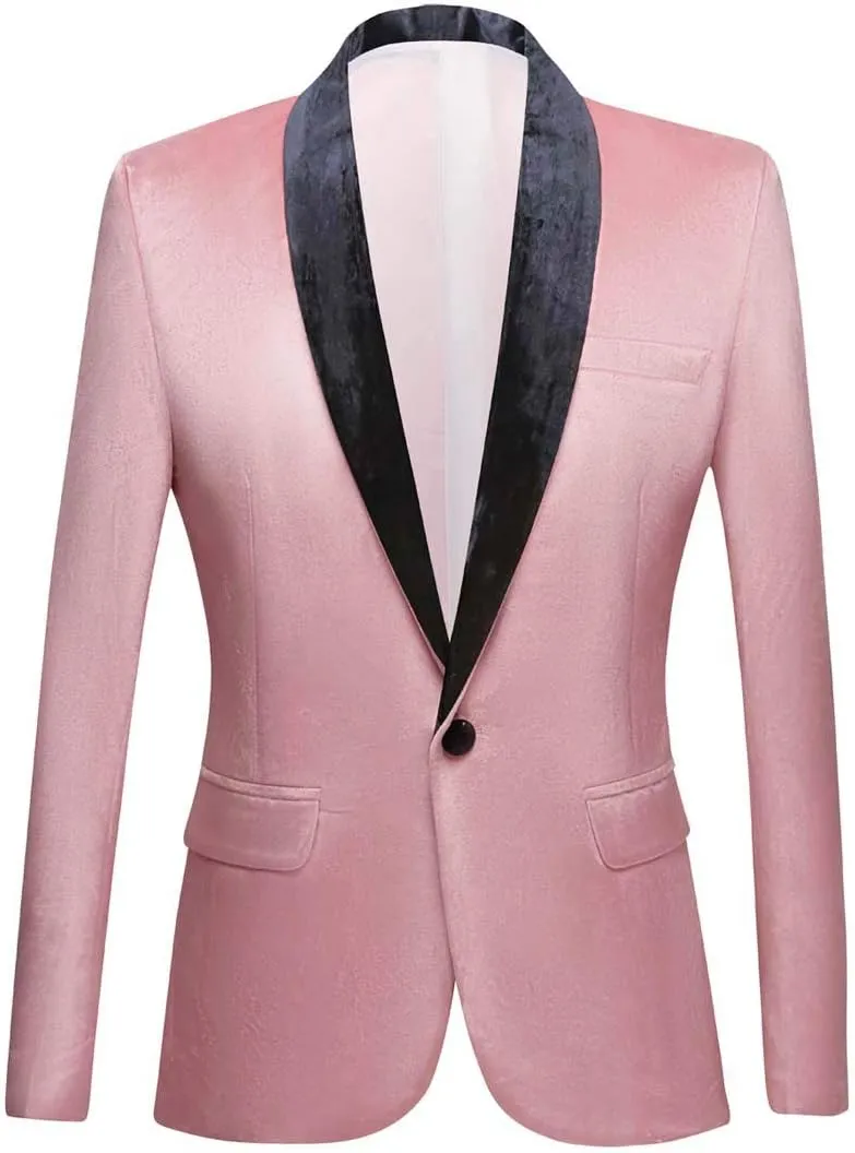Mens Fashion Velvet Suit Jacket Slim Fit Blazers