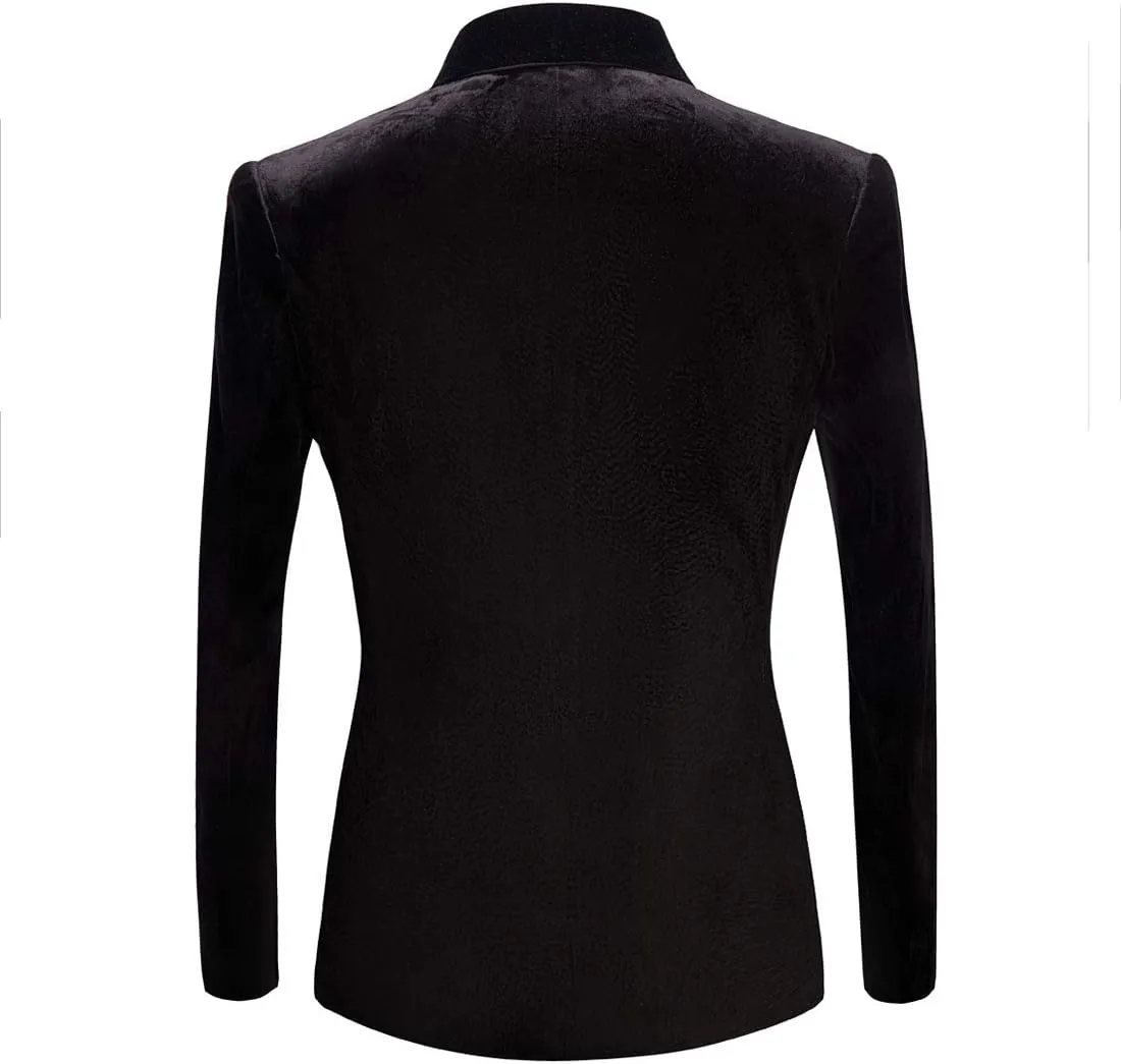 Mens Fashion Velvet Suit Jacket Slim Fit Blazers