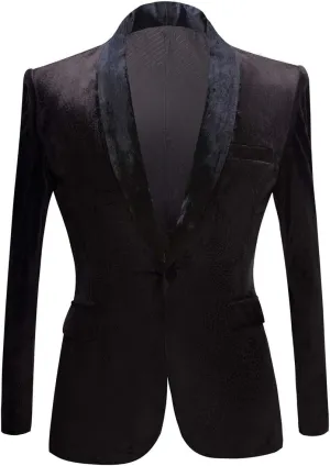 Mens Fashion Velvet Suit Jacket Slim Fit Blazers
