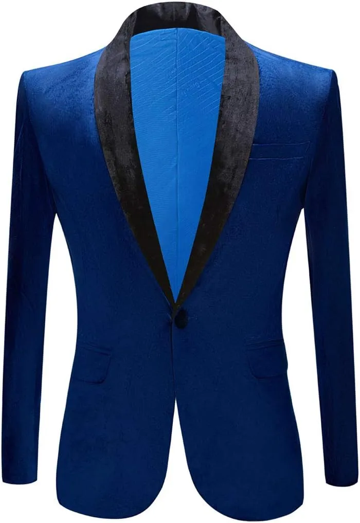 Mens Fashion Velvet Suit Jacket Slim Fit Blazers