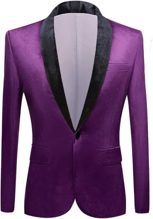 Mens Fashion Velvet Suit Jacket Slim Fit Blazers