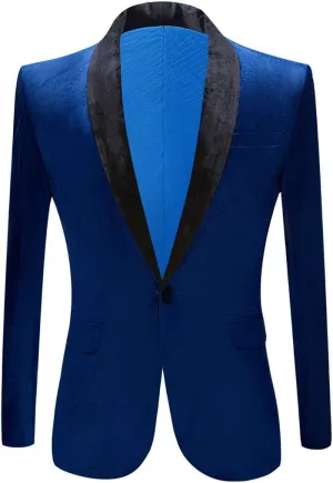 Mens Fashion Velvet Suit Jacket Slim Fit Blazers