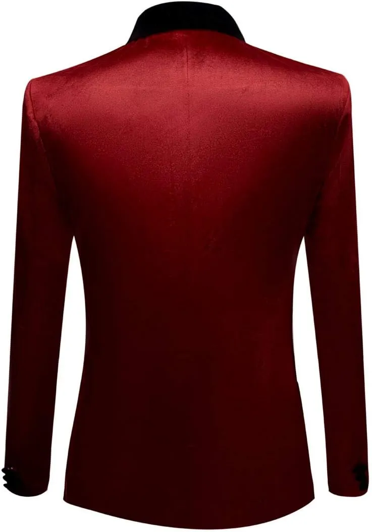 Mens Fashion Velvet Suit Jacket Slim Fit Blazers