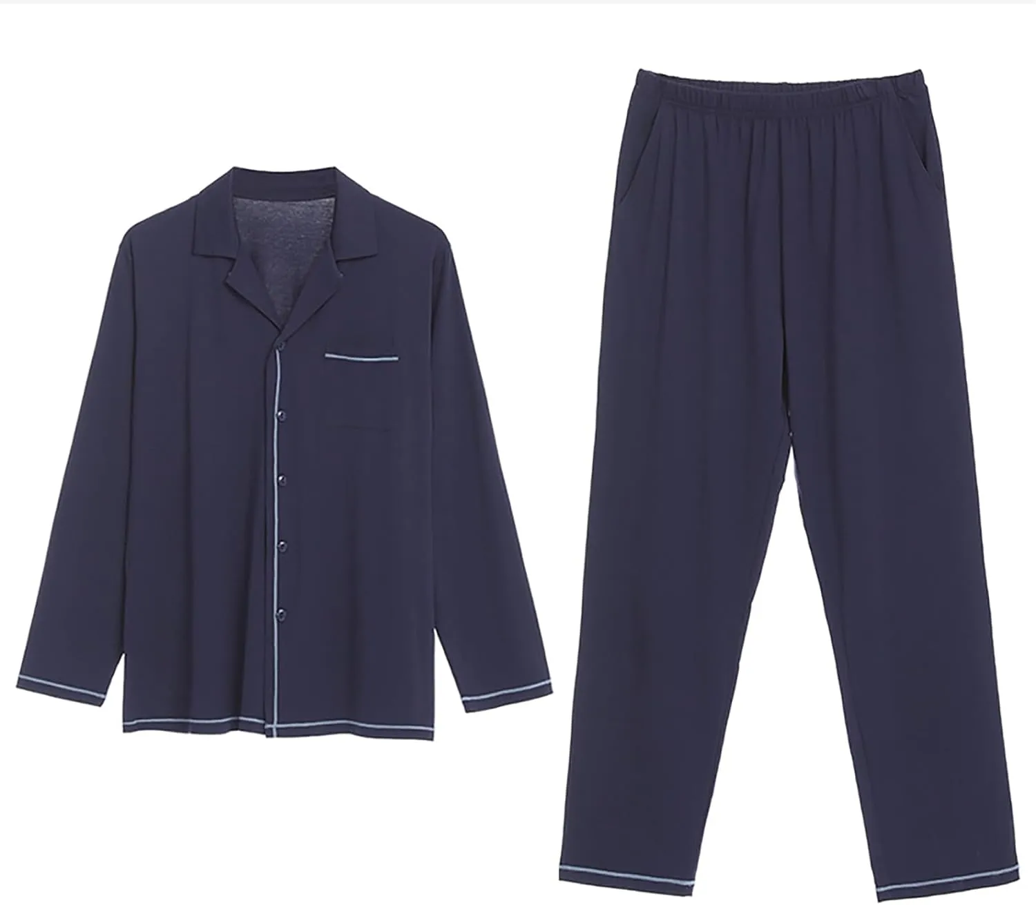 Men's Modal Sleepwear Button-Down Lounge Soft Pajamas Long Sleeves and Pants Set